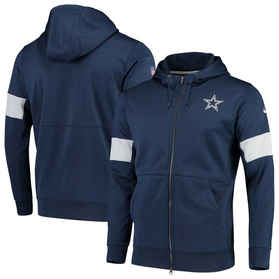 Dallas Cowboys Nike Sideline Performance Full Zip Hoodie Navy,We sell and wholesale Dallas Cowboys Nike Sideline Performance Full Zip Hoodie Navy on line form chian!